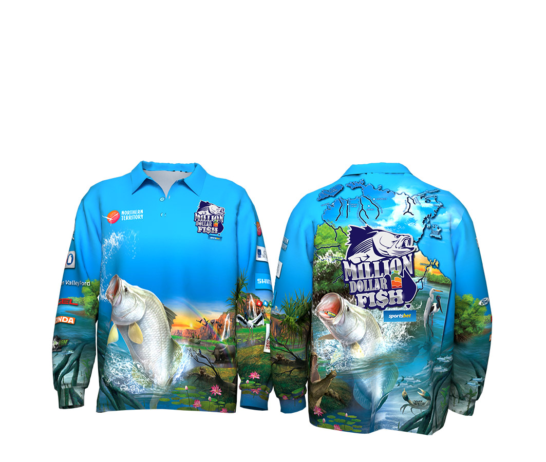 Front and Back view of Million Dollar Fish long-sleeved shirt